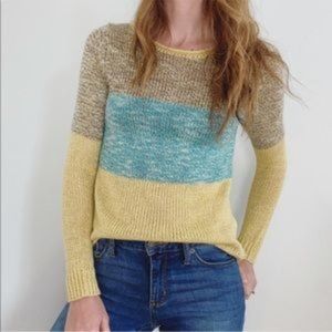 Anthropologie Giuliana Leila Linen Wool Colorblock Long Sleeve M